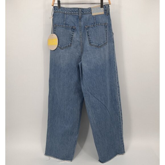 Snacks by Mother Pleated Wide Leg Denim Size 25 Raw Hem High Rise Jeans - Picture 2 of 16